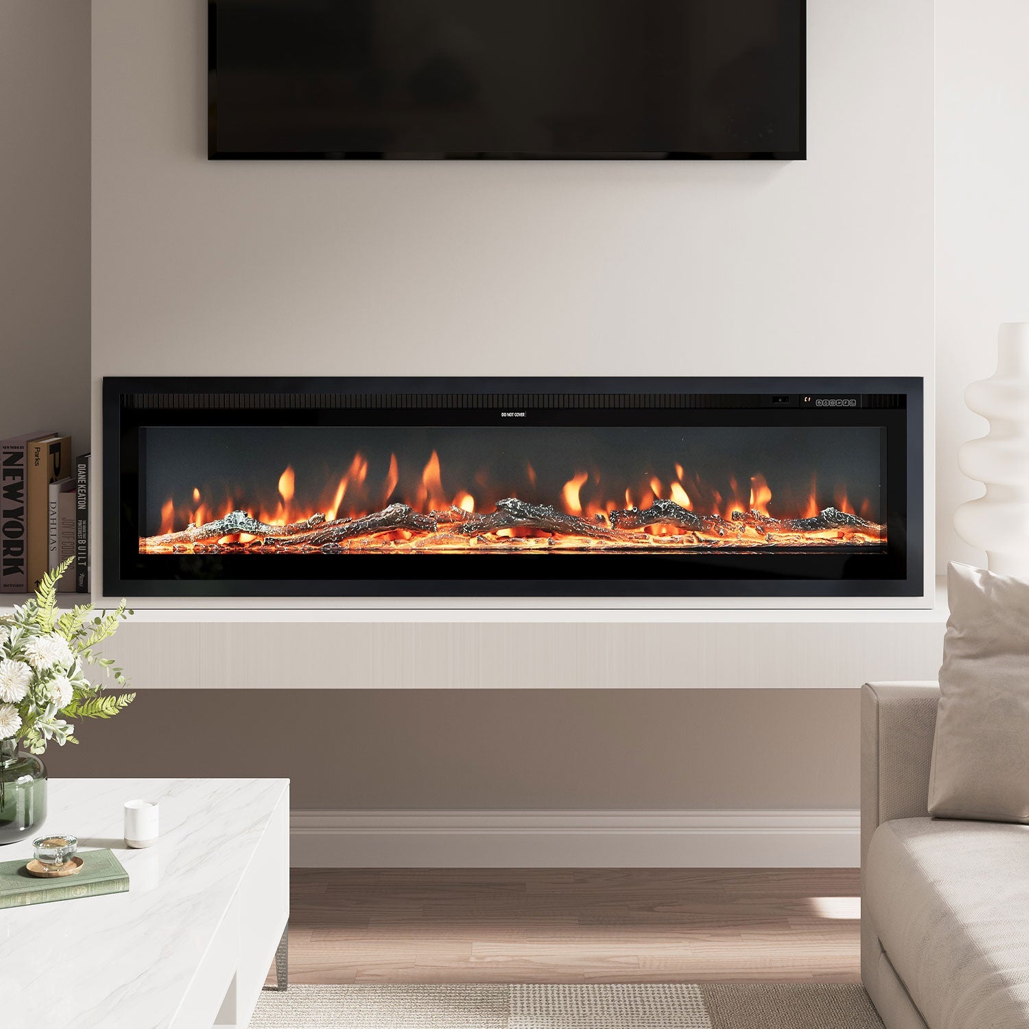 Media Wall Fireplace | 3-in-1 Electric Fireplace Insert with Realistic LED Flames
