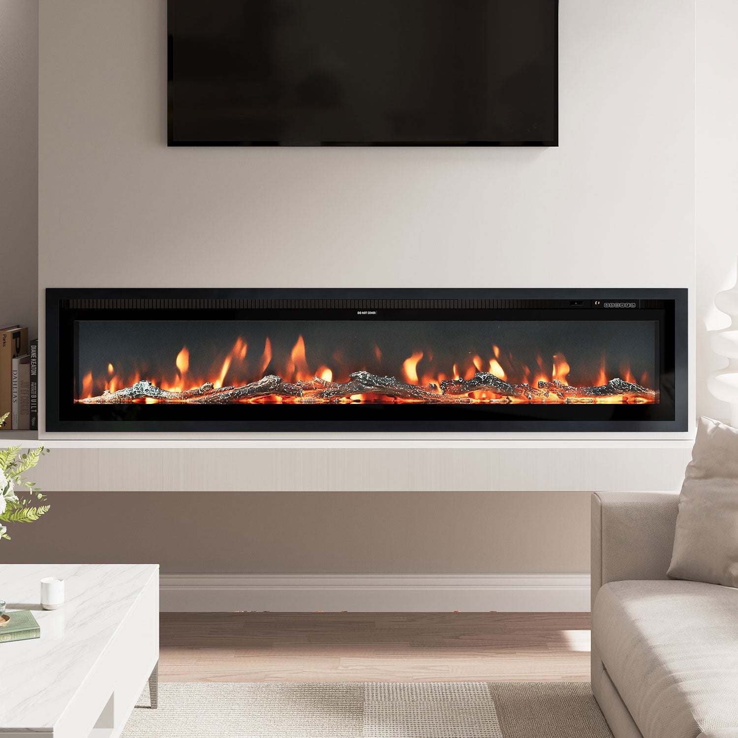 Media Wall Fireplace | 3-in-1 Electric Fireplace Insert with Realistic LED Flames