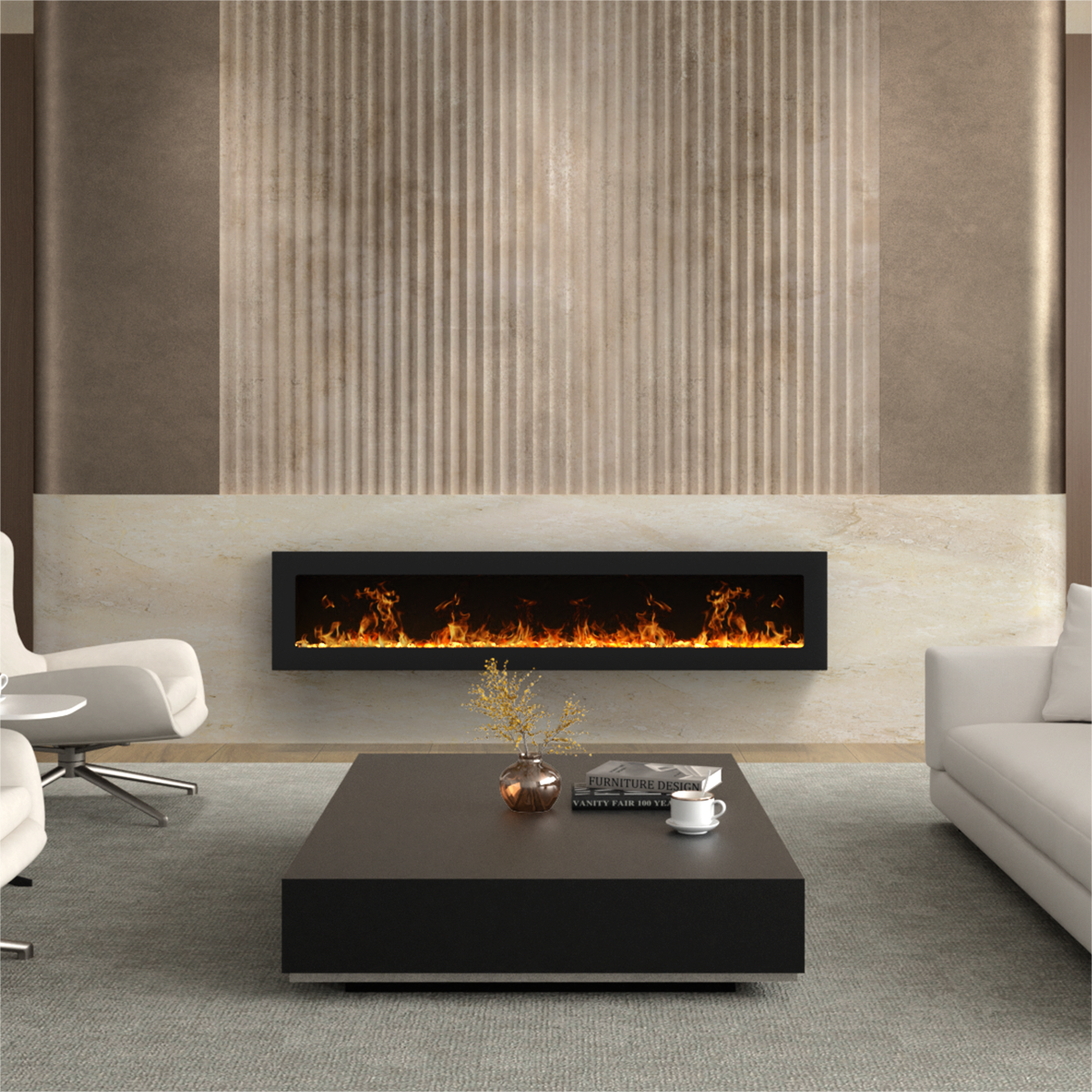 Media Wall Fireplace | 3-in-1 Electric Fireplace Insert with Realistic LED Flames