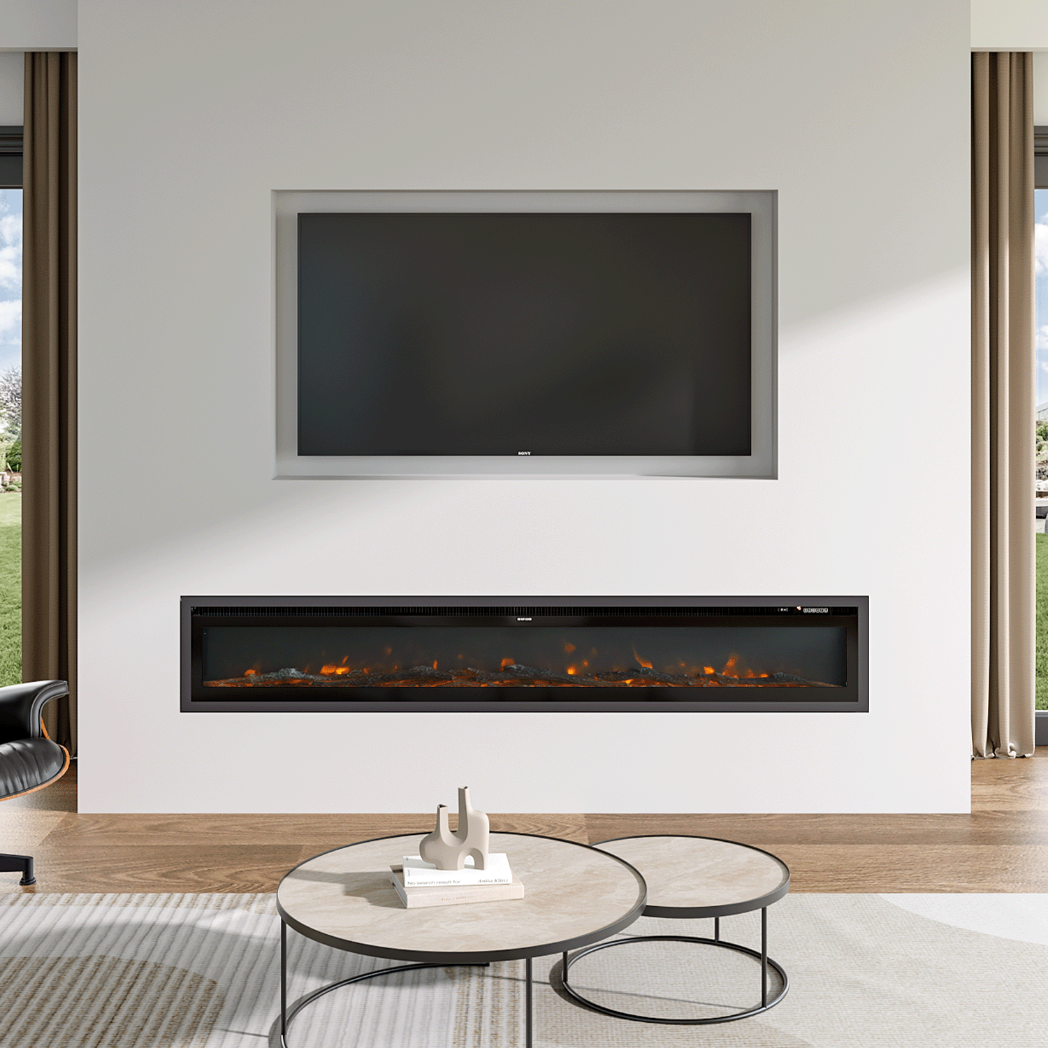 Media Wall Fireplace | 3-in-1 Electric Fireplace Insert with Realistic LED Flames