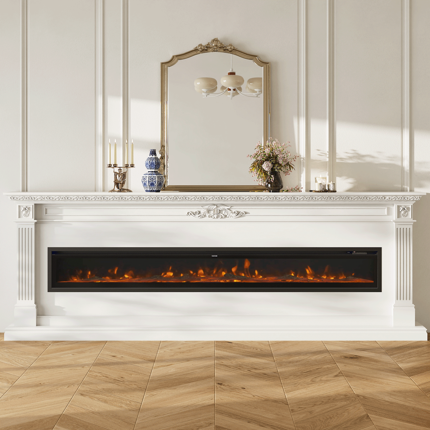 Media Wall Fireplace | 3-in-1 Electric Fireplace Insert with Realistic LED Flames