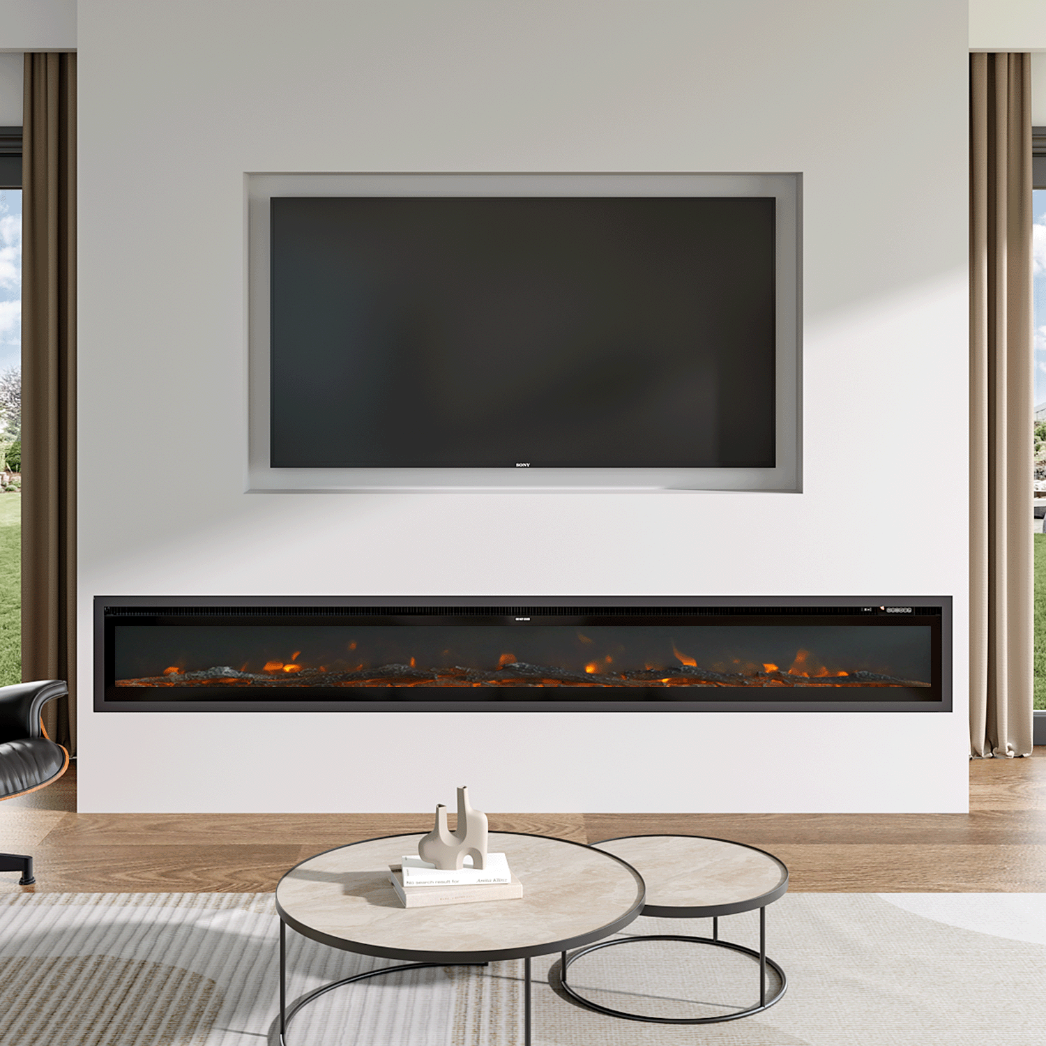 Media Wall Fireplace | 3-in-1 Electric Fireplace Insert with Realistic LED Flames