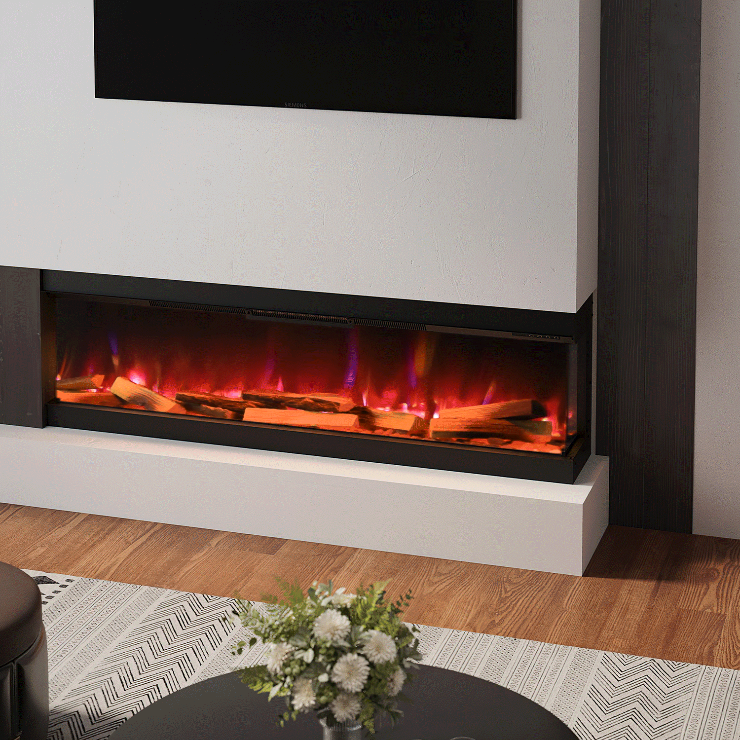 Wifi-Enabled 2/ 3-Sided Built-in Electric Fireplace with Crackling Sound