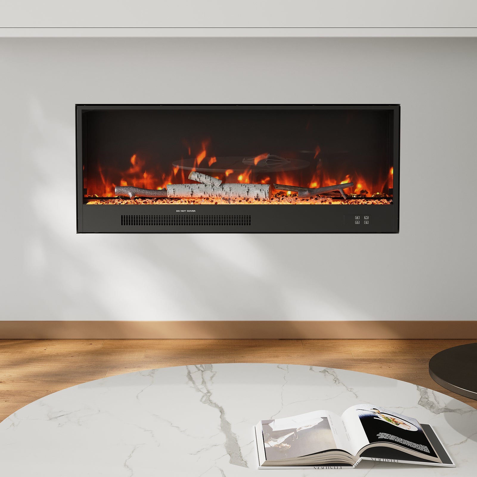 33/46/58inch WiFi Electric Fireplace with LED Display, Realistic Flame Effect & App Control