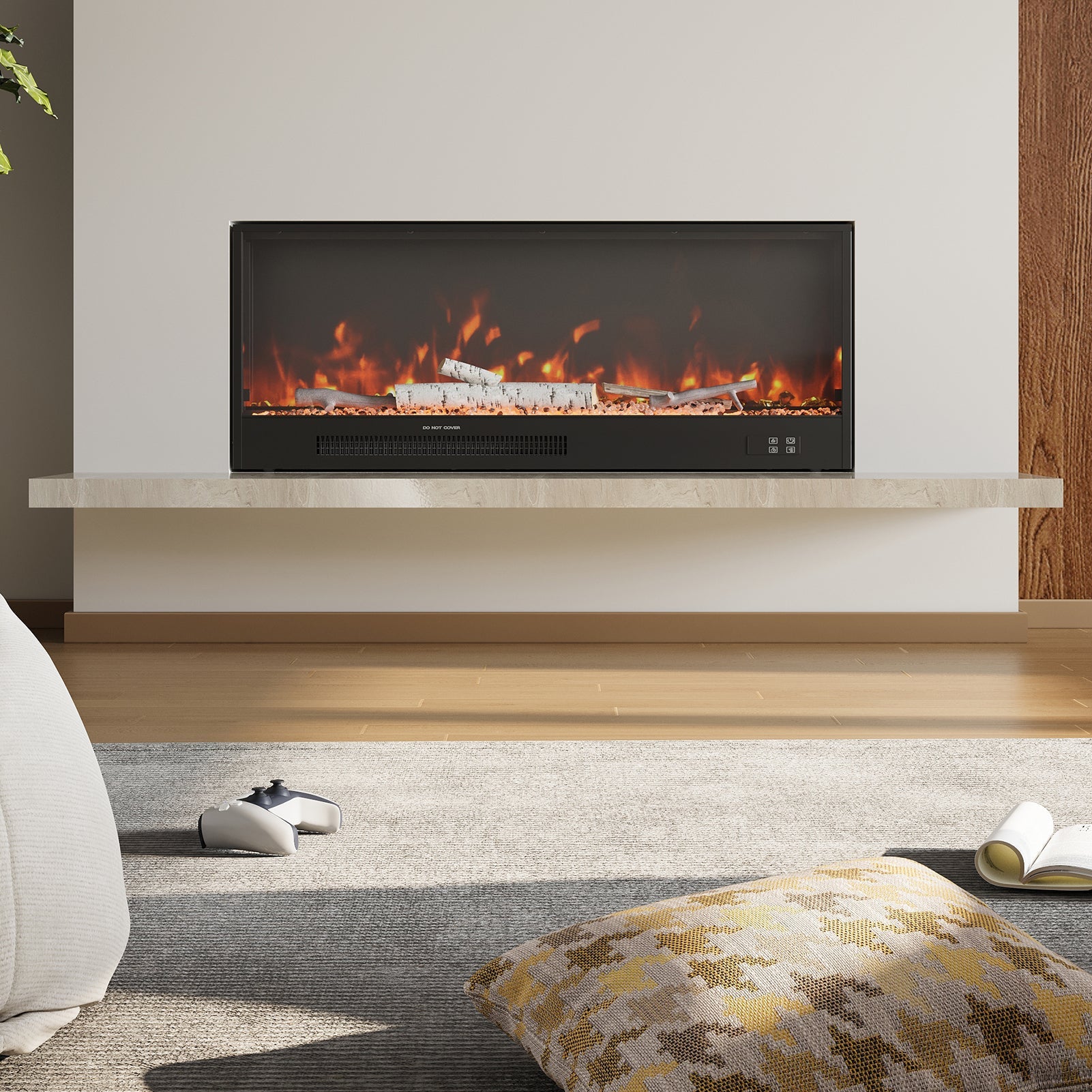 33/46/58inch WiFi Electric Fireplace with LED Display, Realistic Flame Effect & App Control