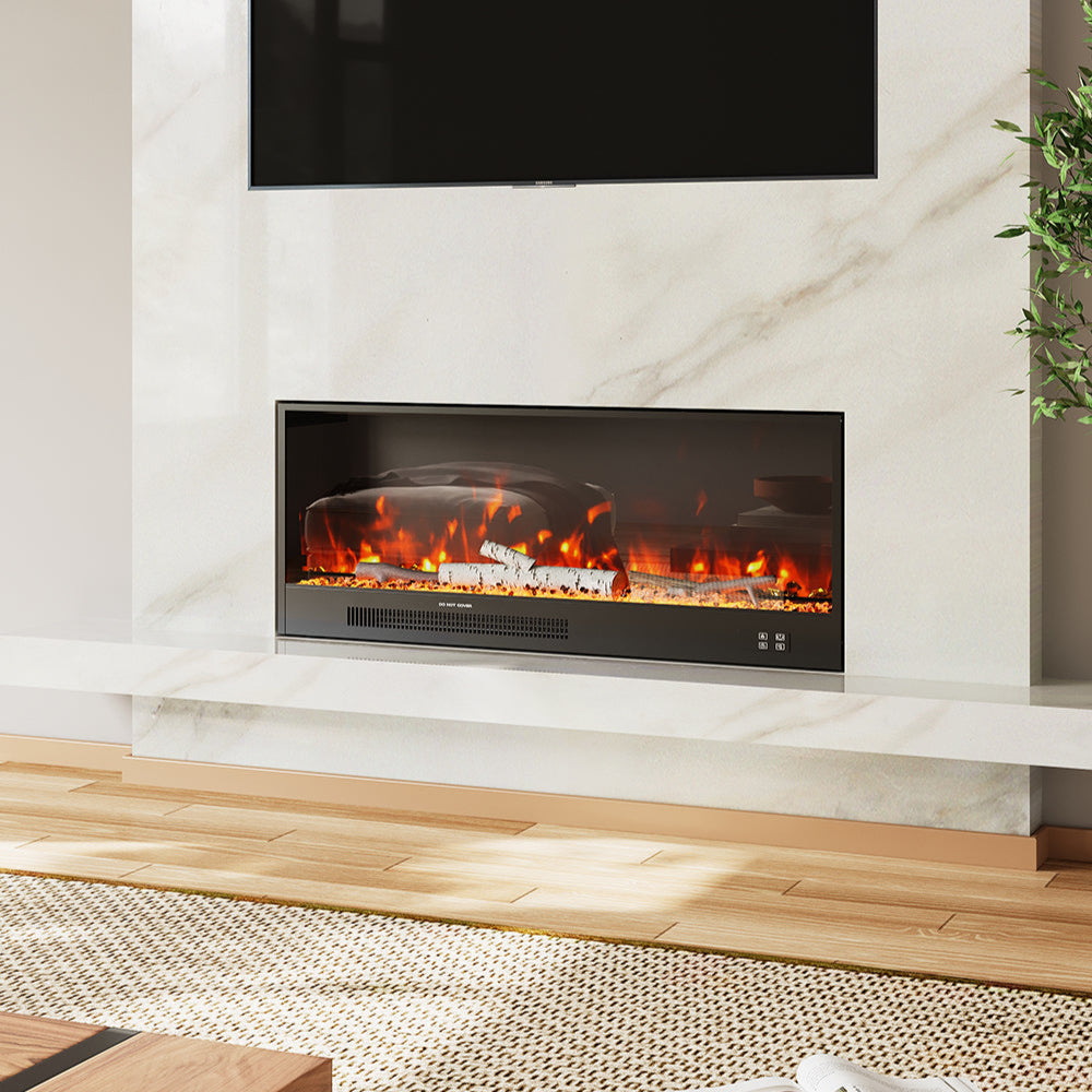33/46/58inch WiFi Electric Fireplace with LED Display, Realistic Flame Effect & App Control