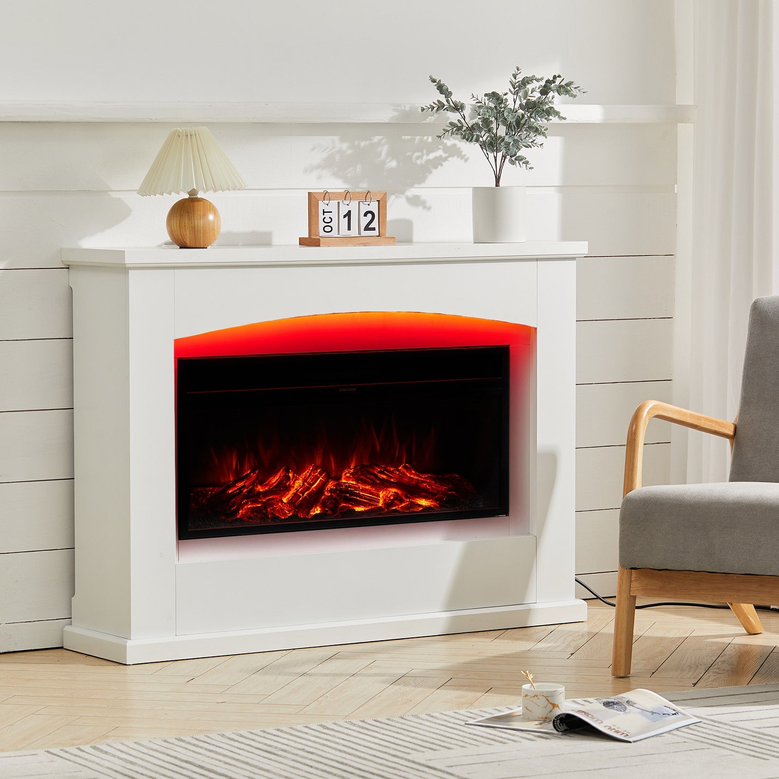 Sophisticated Mantel Electric Fireplace Suite with 7-Colour LED Lights