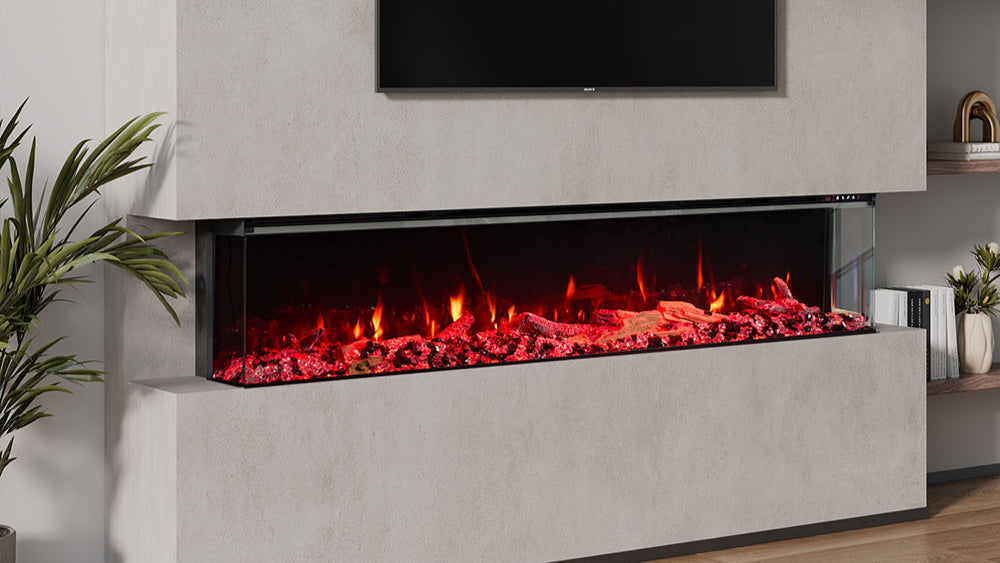 50/60/70/80inch 3-sided Electric Fireplace with Adjustable Color, Temperature and Timing, Controlled by APP