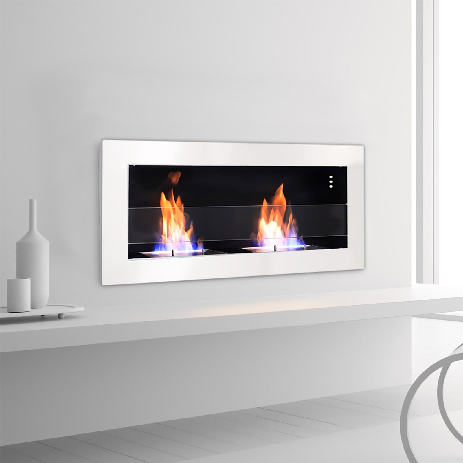 35/47 Inch Bioethanol Stainless Steel Wall Mounted Fireplace