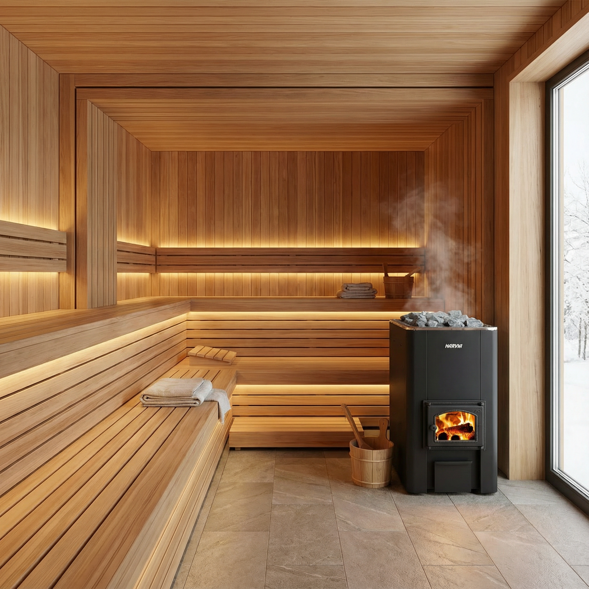 Harvia 50 Series 40kW Wood Burning Sauna Stove for Large Sauna Rooms
