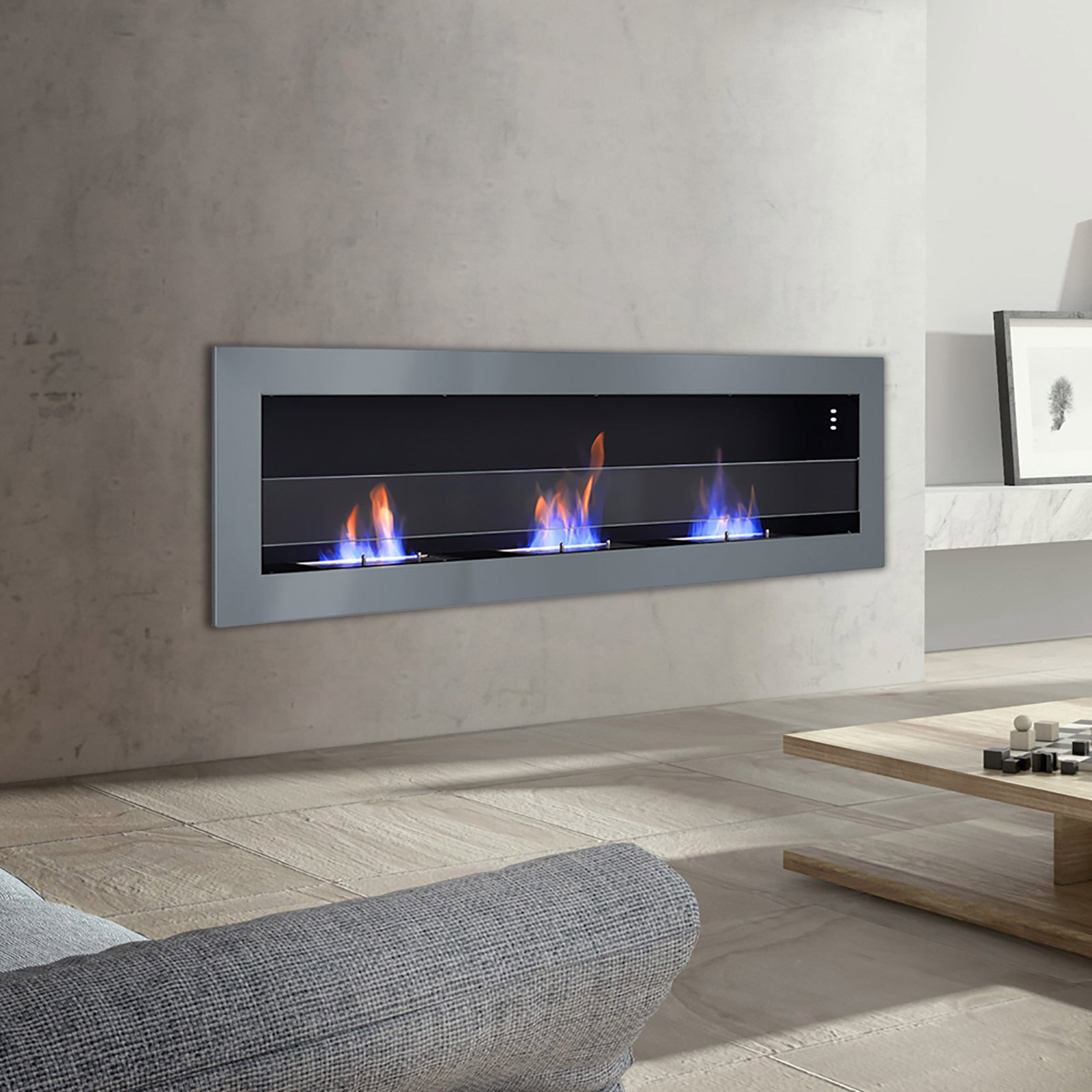 35/47 Inch Bioethanol Stainless Steel Wall Mounted Fireplace