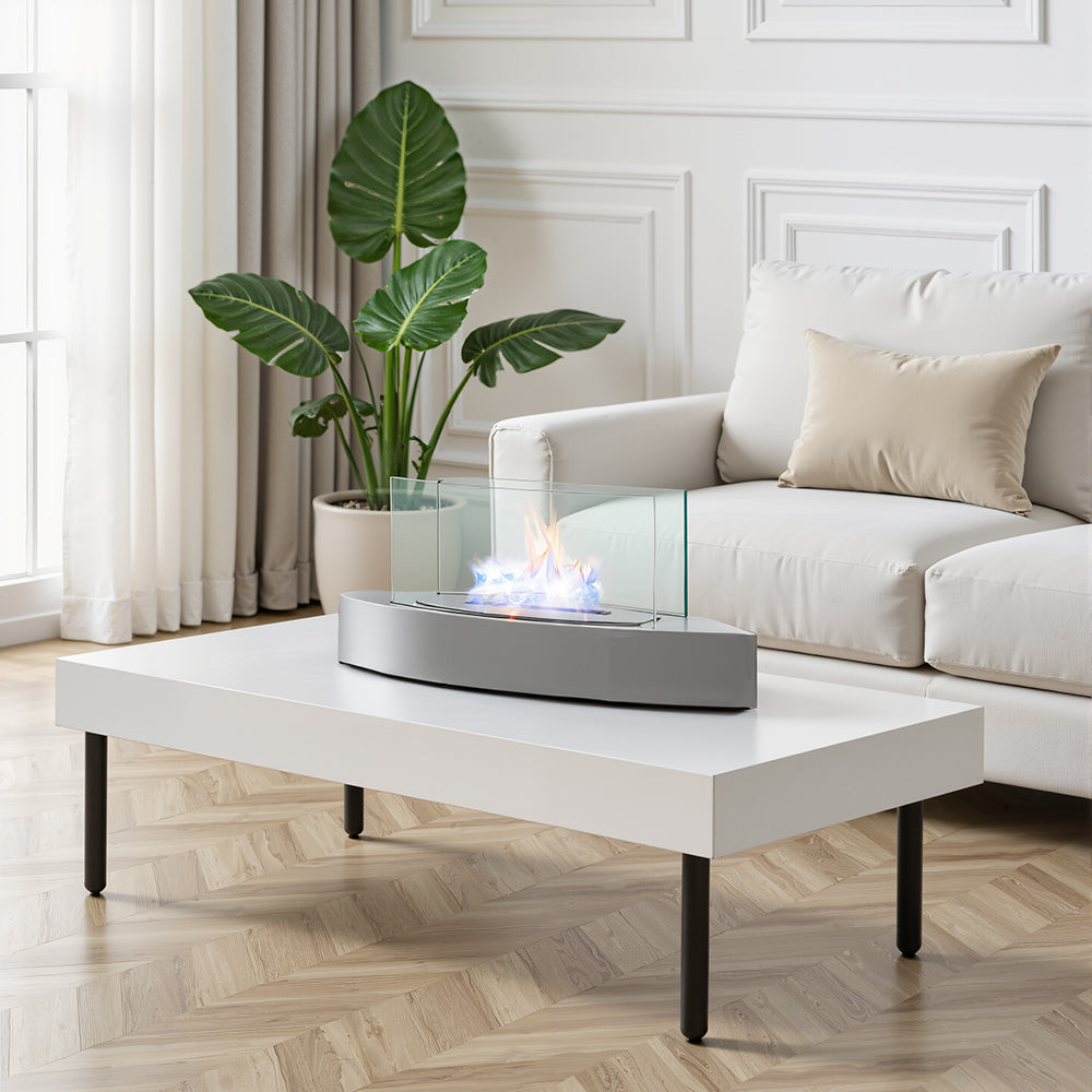 Portable Bio Ethanol Fireplace | Real Flame with Tempered Glass Guard