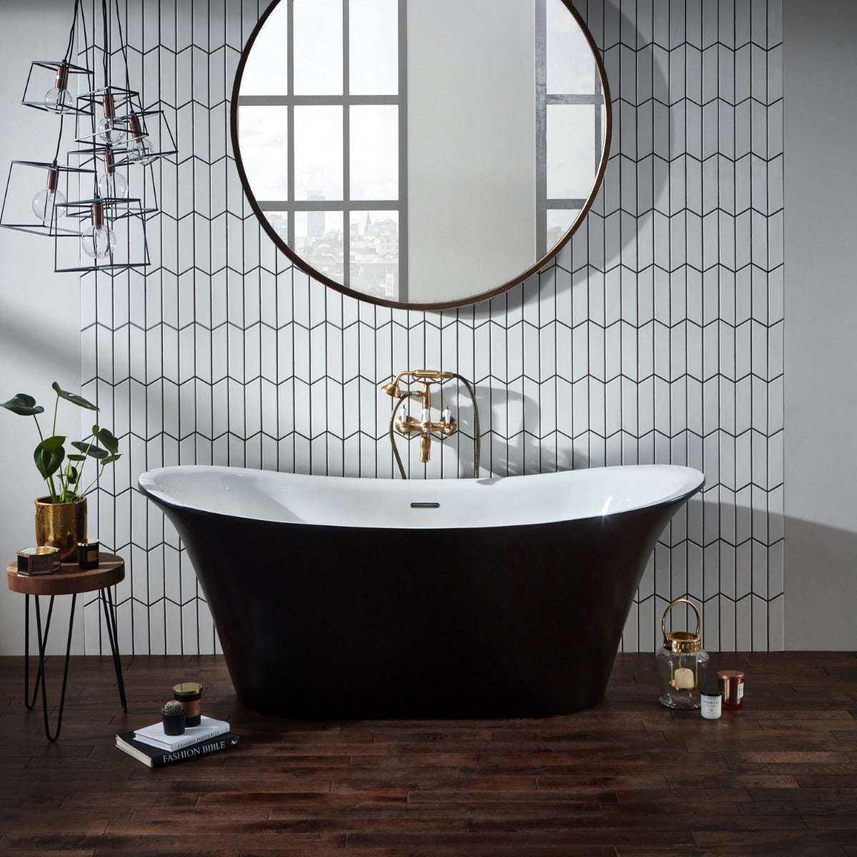 Black Freestanding Bath with Optional Plinth