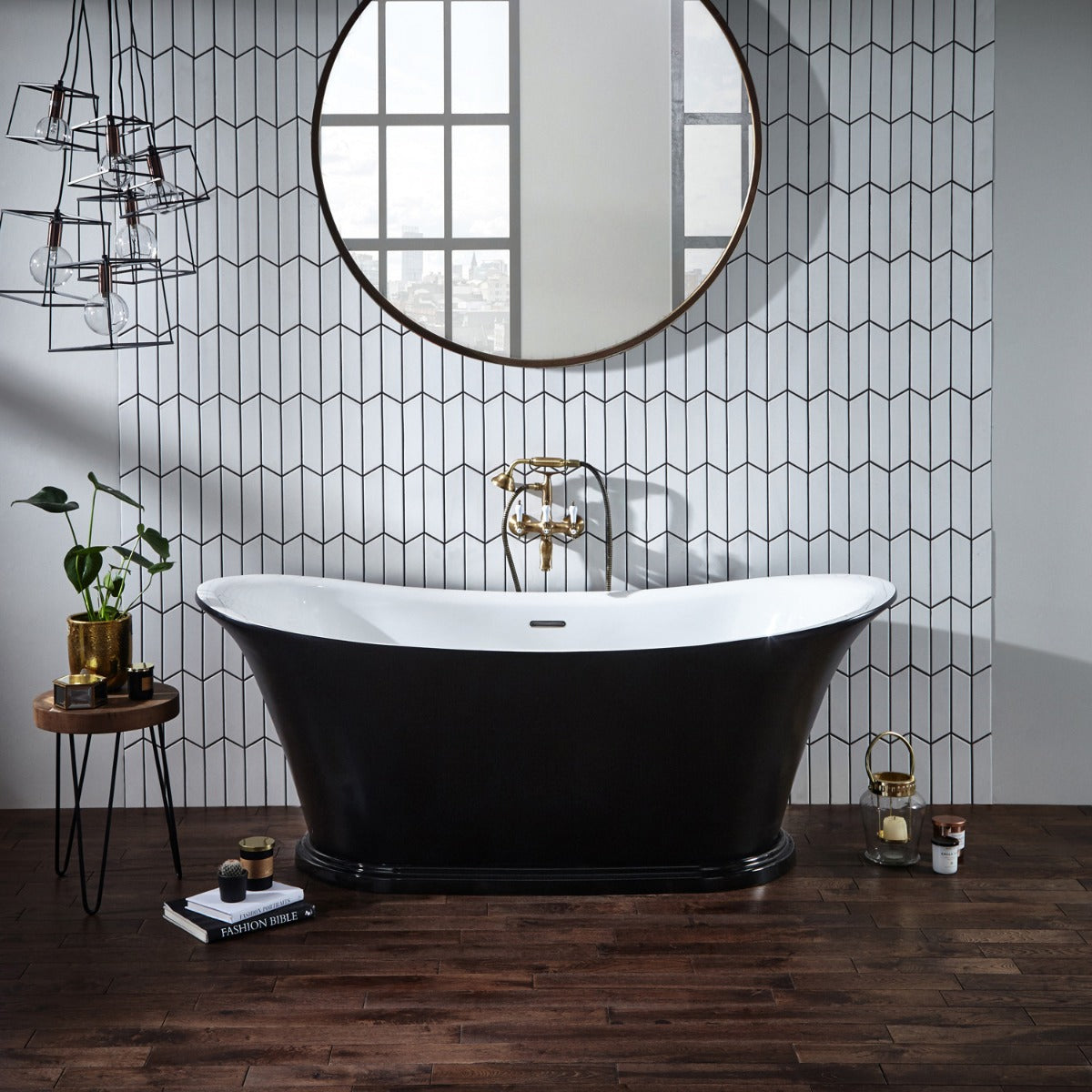Black Freestanding Bath with Optional Plinth