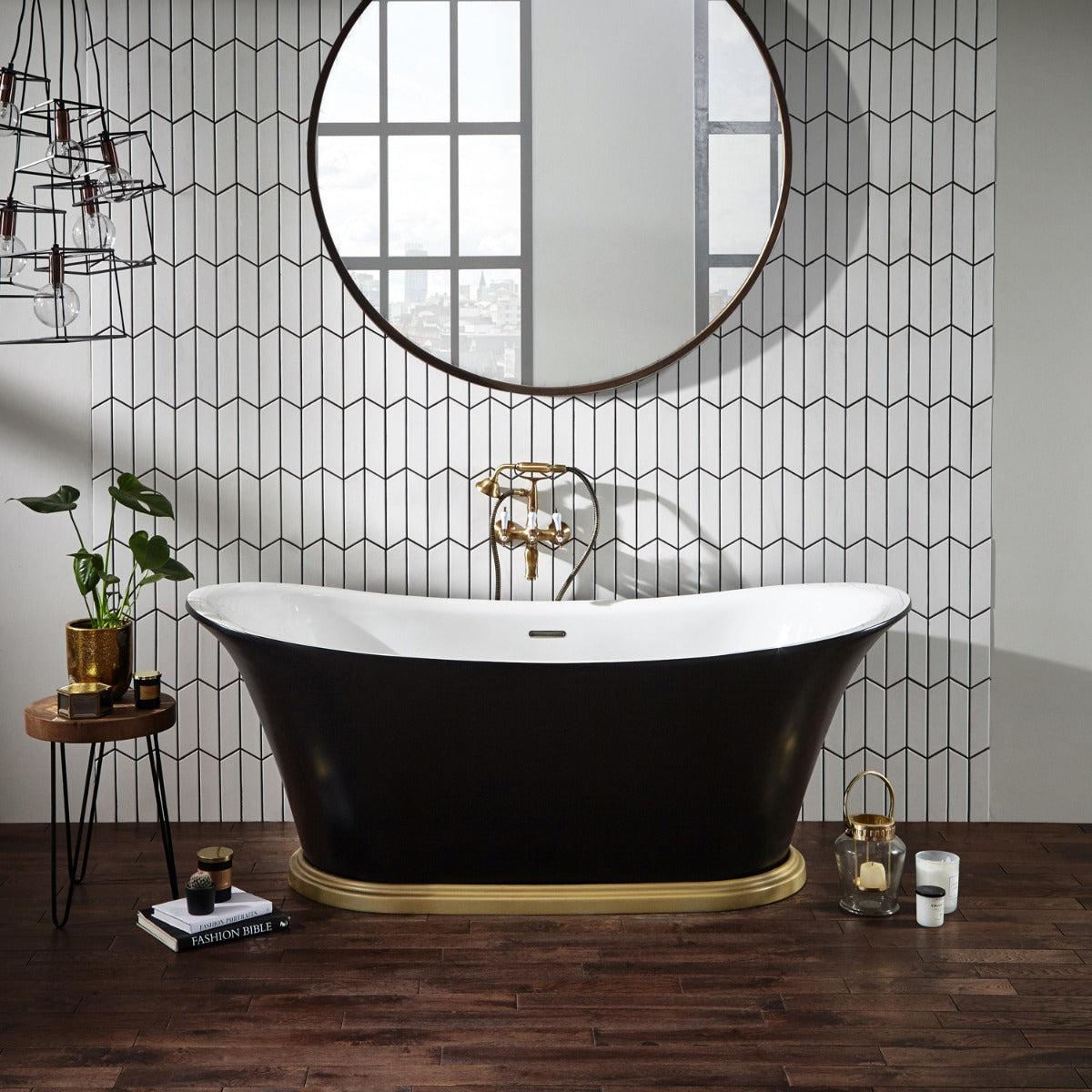 Black Freestanding Bath with Optional Plinth