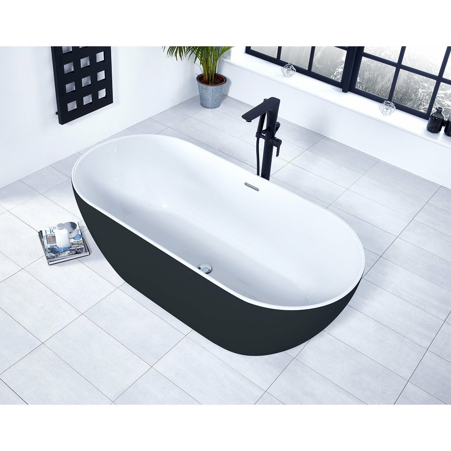 Black Freestanding Double Ended Bath 1680 x 800mm - Frontline | Summit