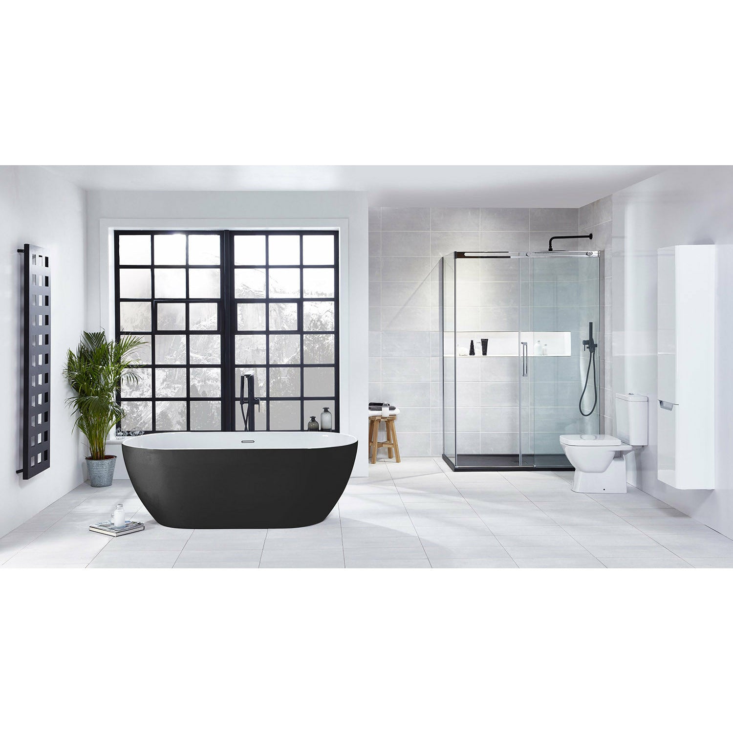 Black Freestanding Double Ended Bath 1680 x 800mm - Frontline | Summit