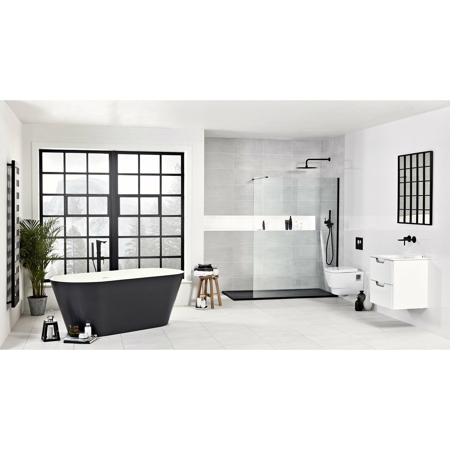Black Freestanding Double Ended Stone Bath 1700mm x 800mm
