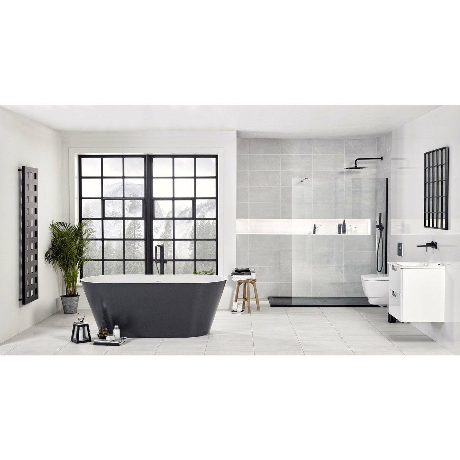 Black Freestanding Double Ended Stone Bath 1700mm x 800mm