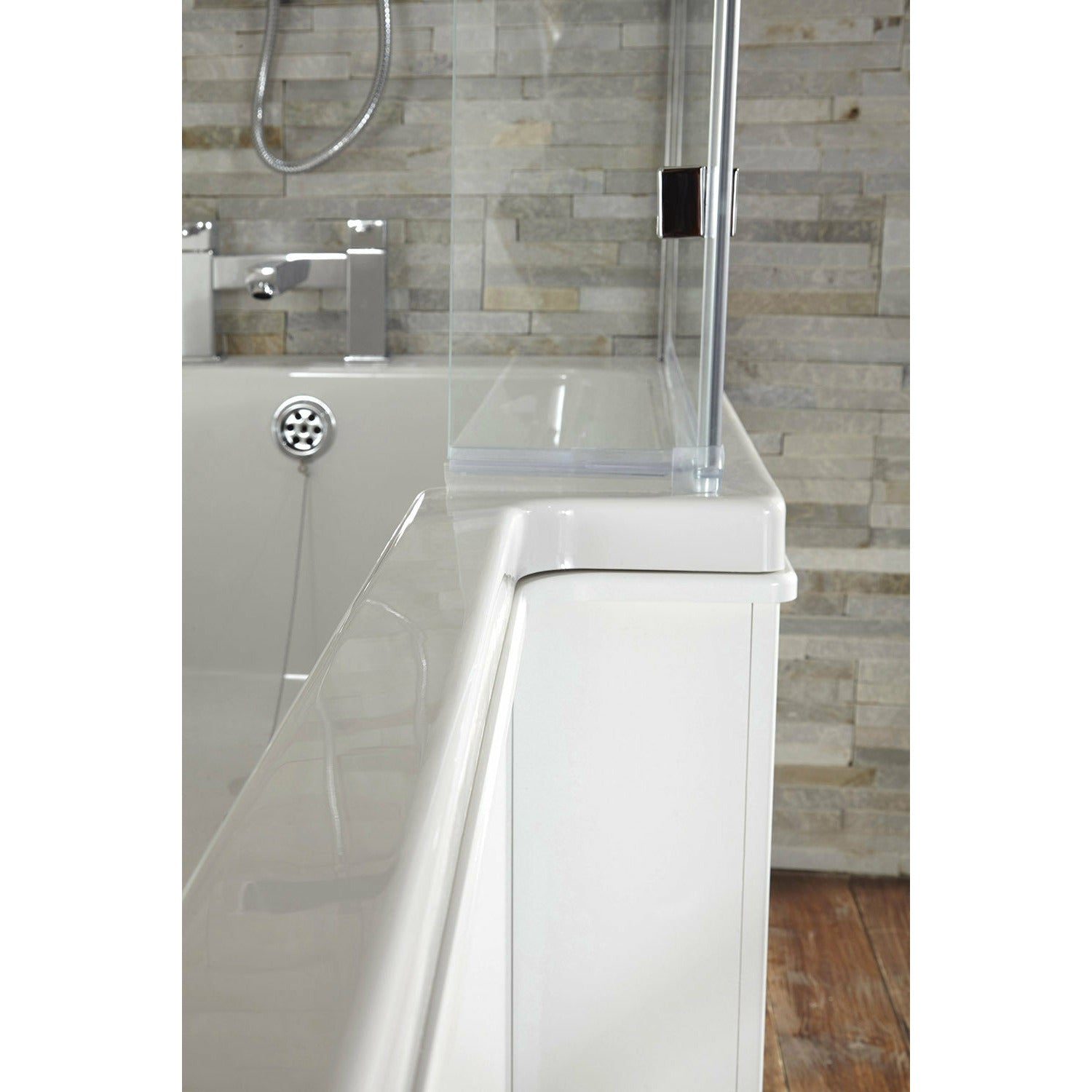 Corner Shower Bath with Bath Screen and Panel - Right Handed