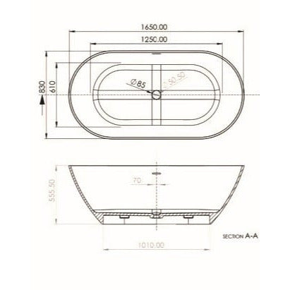 Luxury Freestanding Stone Bath - Cusco, 1675 x 830mm