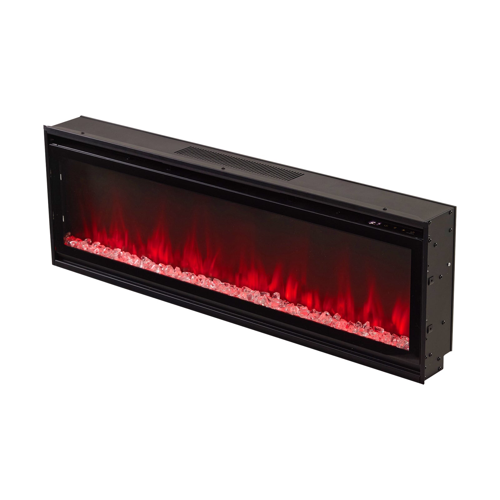 40/50/60inch Black Wall Mounted & Recessed Electric Fireplace with Adjustable Flame & Brightness