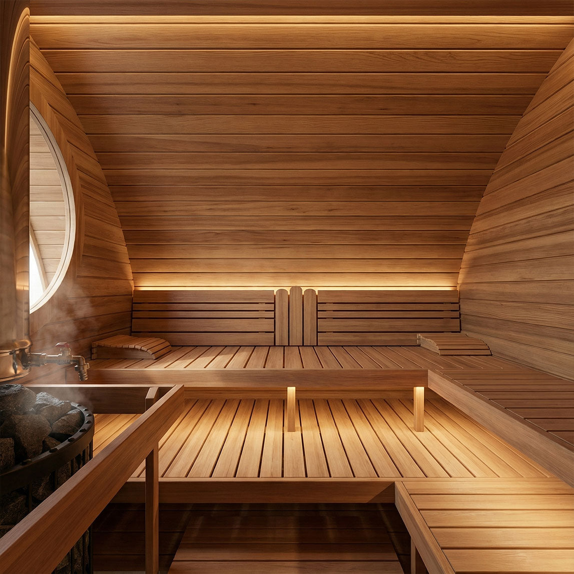 SaunaLife Model G11 Outdoor Home Sauna Kit with Two Room Design for Up to Eight People