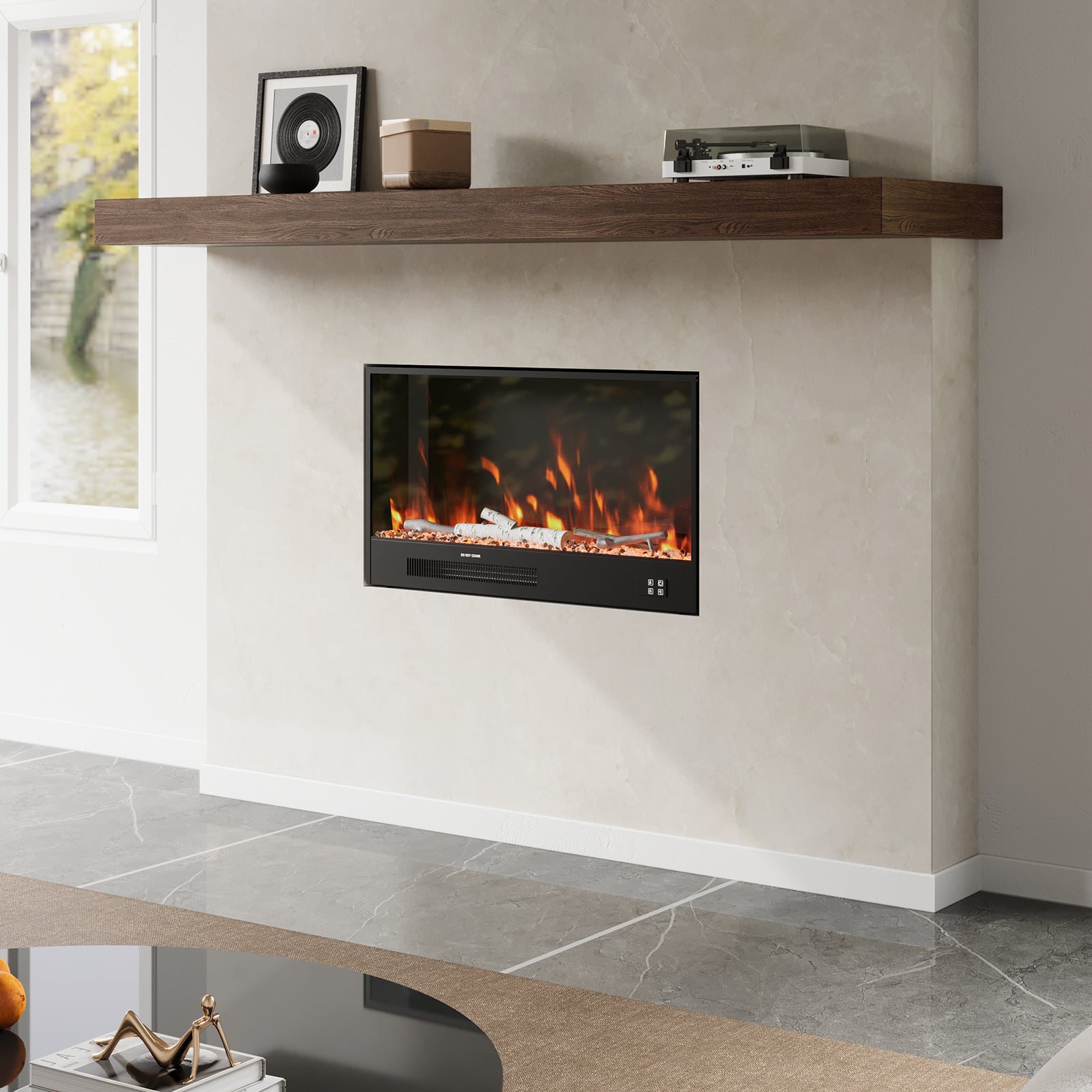 33/46/58inch WiFi Electric Fireplace with LED Display, Realistic Flame Effect & App Control
