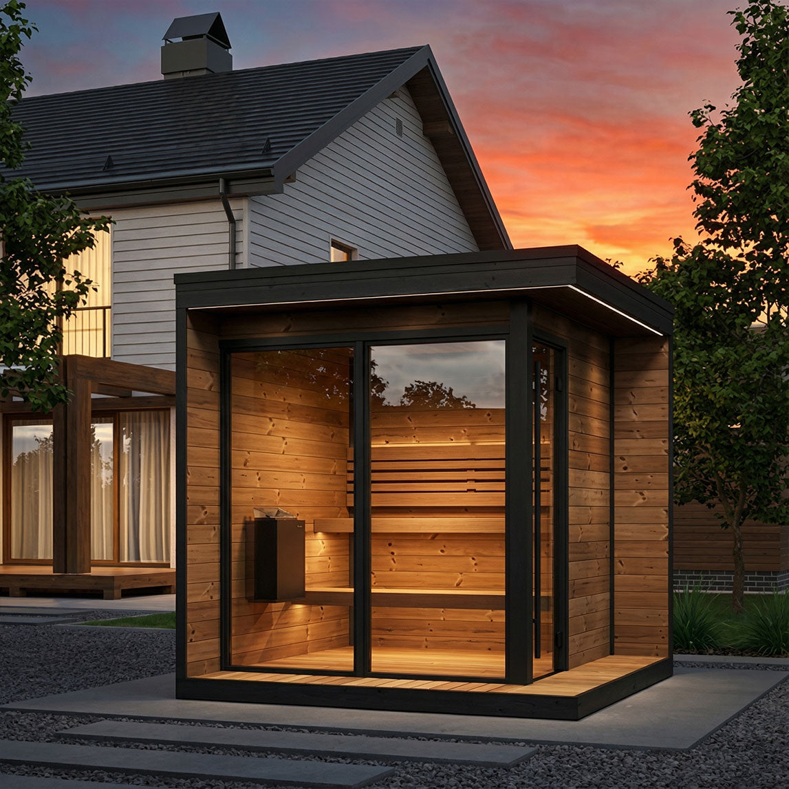 SaunaLife Garden Luxury Series GL6 Outdoor Sauna Kit with Thermo Spruce Build for Up to Six People