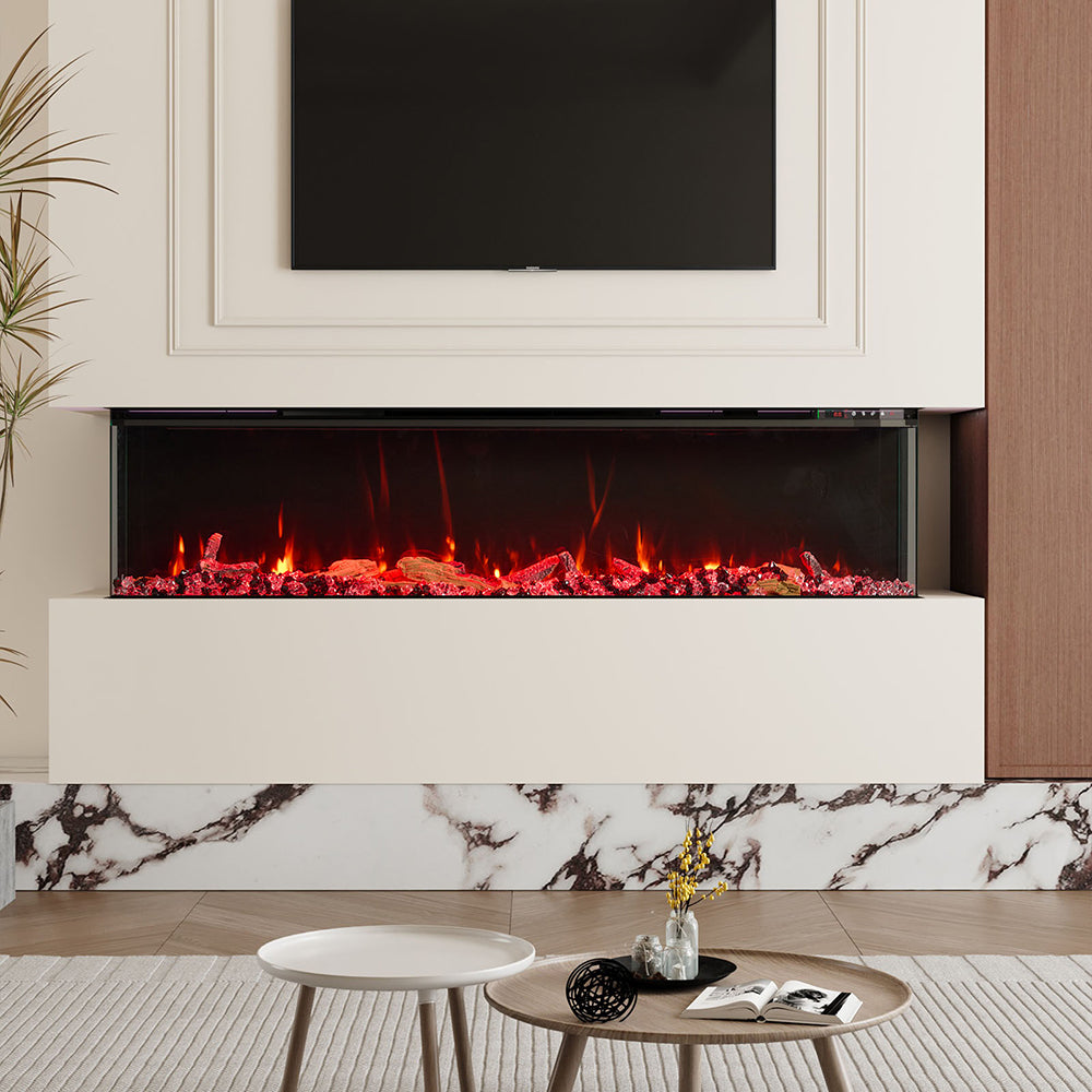 50/60/70/80inch 3-sided Electric Fireplace with Adjustable Color, Temperature and Timing, Controlled by APP