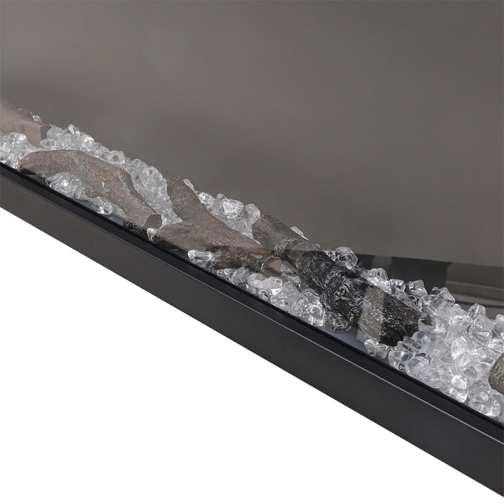 Panoramic 2/3-Sided Electric Fire Insert with Crystal Stones