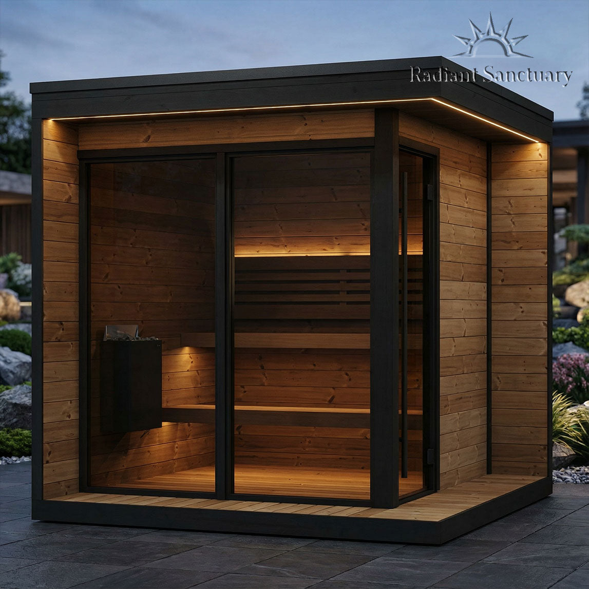 SaunaLife Garden Luxury Series GL6 Outdoor Sauna Kit with Thermo Spruce Build for Up to Six People