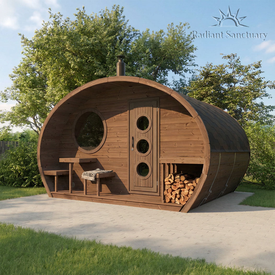 SaunaLife Model G11 Outdoor Home Sauna Kit with Two Room Design for Up to Eight People