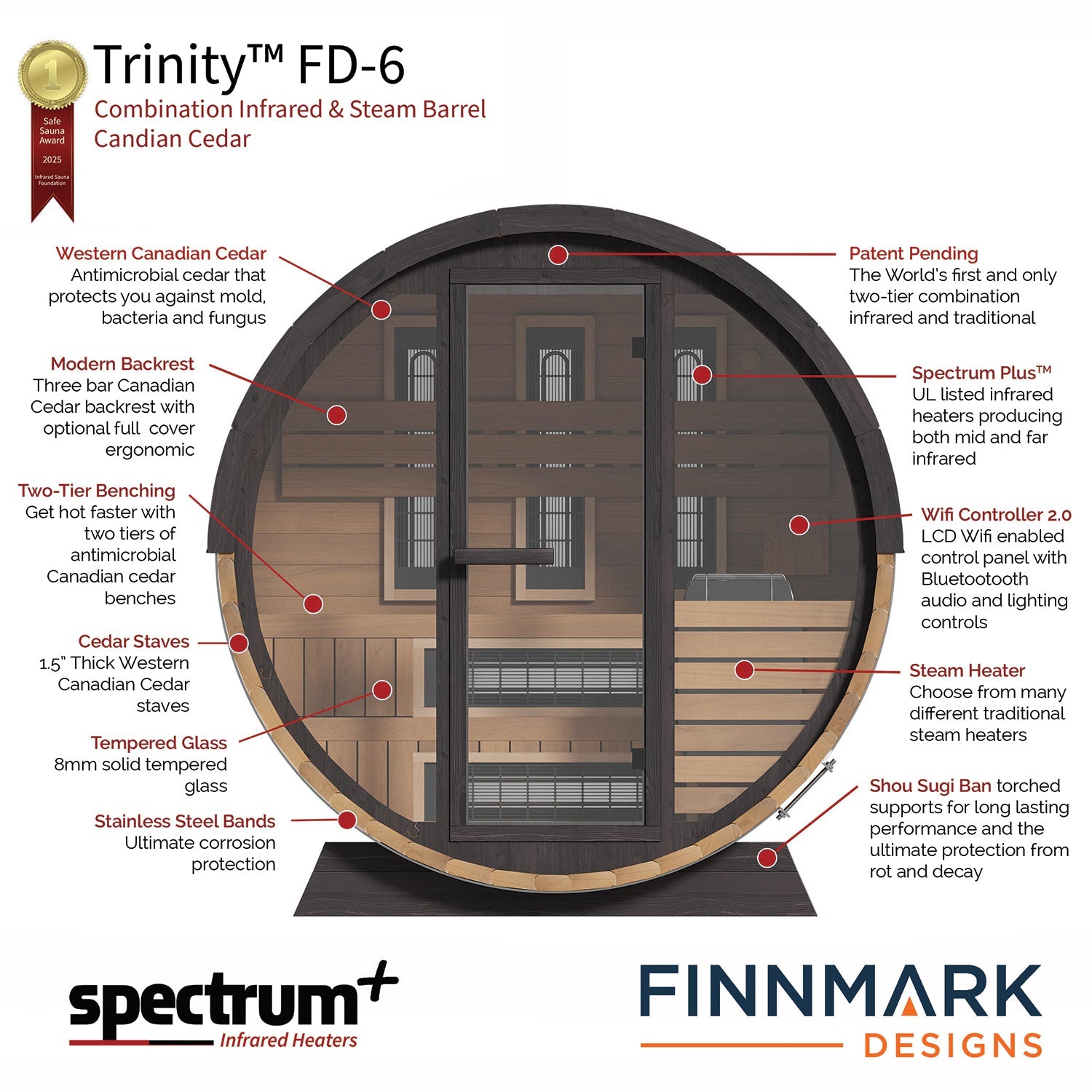 Finnmark FD-6 Cedar Combination Outdoor Barrel Sauna