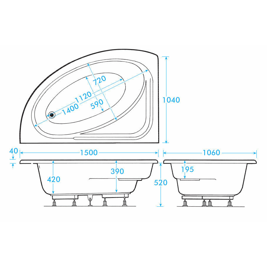 Offset Corner Bath - Right Hand | Orlah