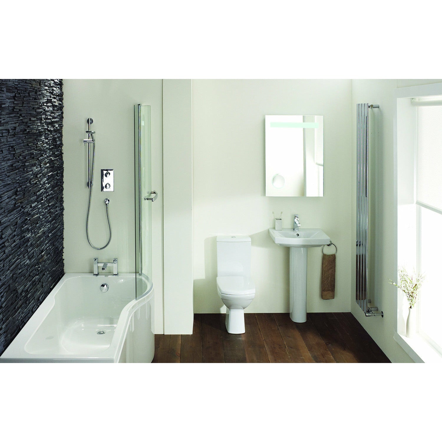 P-Shaped Shower Bath - Right Handed Frontline Luxury