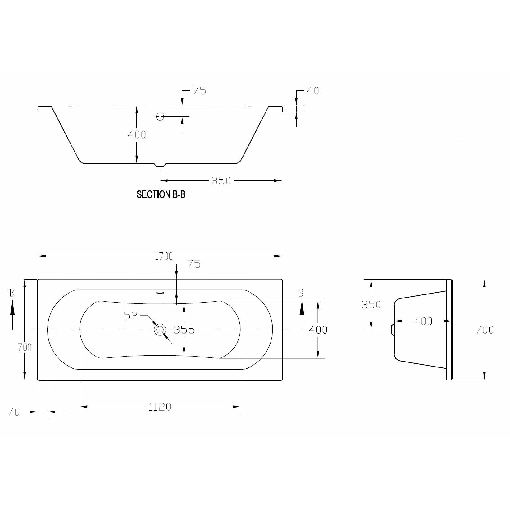 Round Double-Ended Straight Bath - 3-Size Options | Frontline Duo