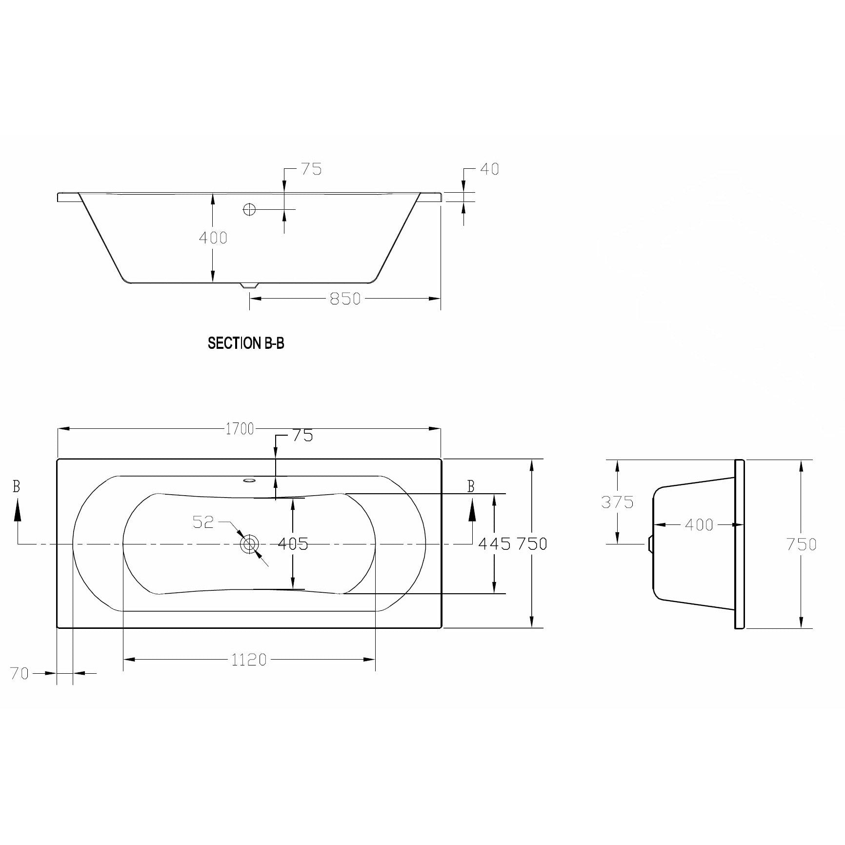 Round Double-Ended Straight Bath - 3-Size Options | Frontline Duo