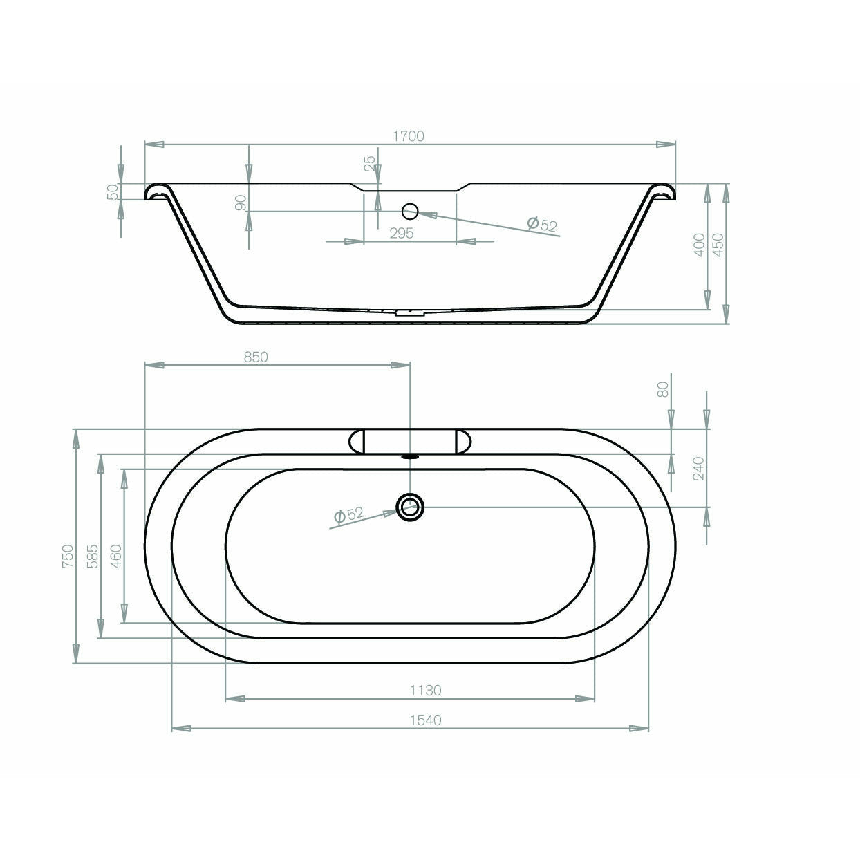 Traditional Freestanding Bath - Hebden